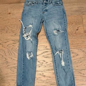 Fashion Nova Light Blue Distressed Skinny Jeans